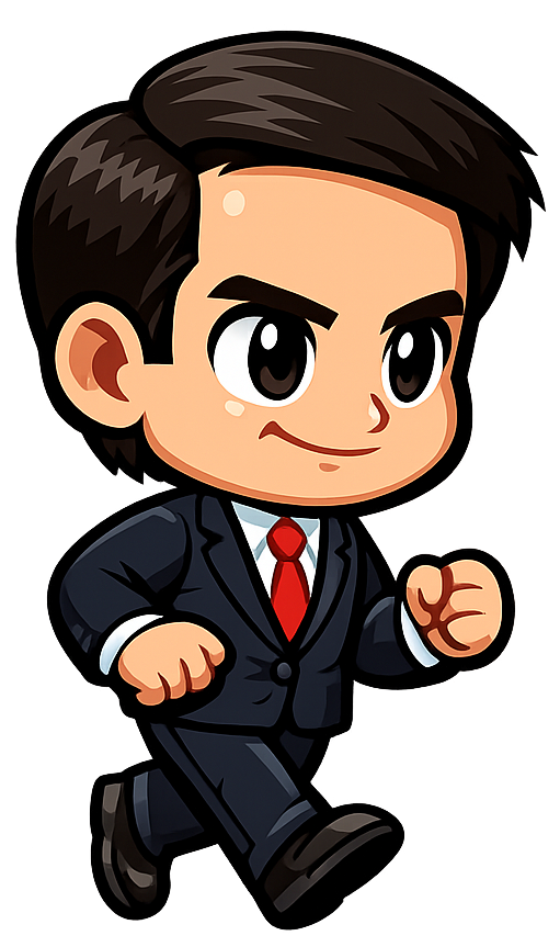 Cartoon 2D side-view sprite of Marco Rubio